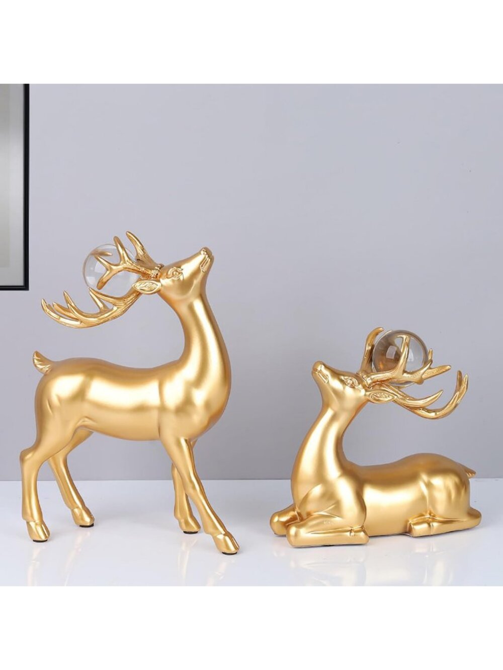 Gold Reindeer Ornaments - Unique Christmas Deer Decorations for Home & Living